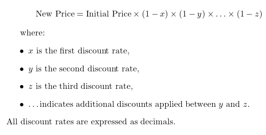 Multiple Discount Formula